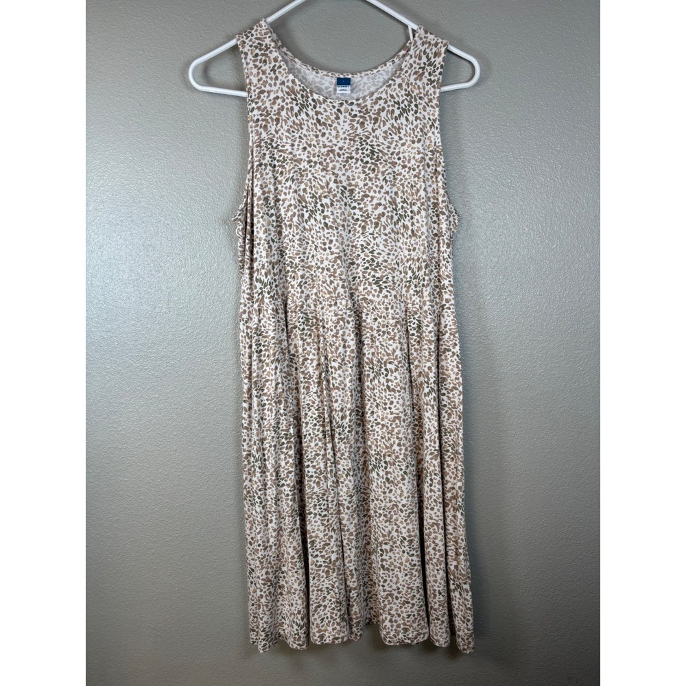 Old Navy Womens Large Sleeveless Swing Dress Leopard Animal Print Midi Spring